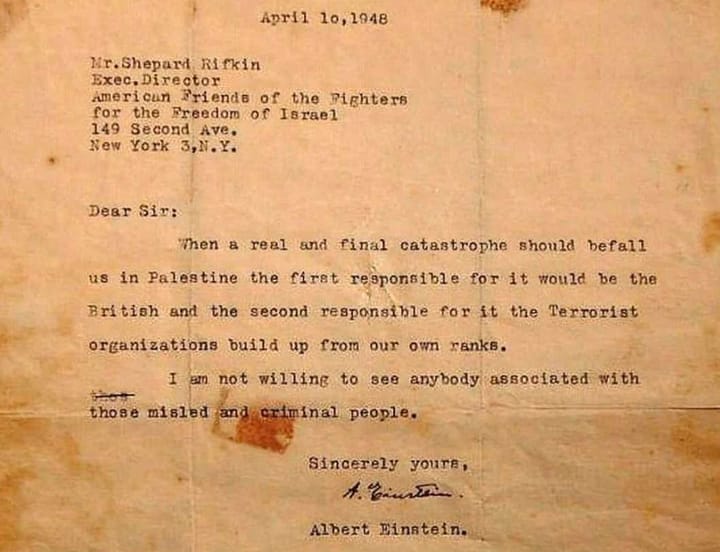 Albert Einstein sobre el sionismo y Palestina